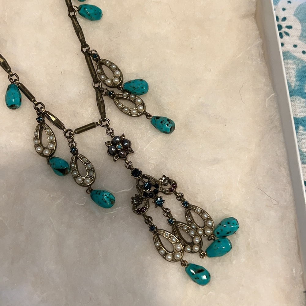 Yosca brass tone turquoise drop necklace! - Picture 6 of 6